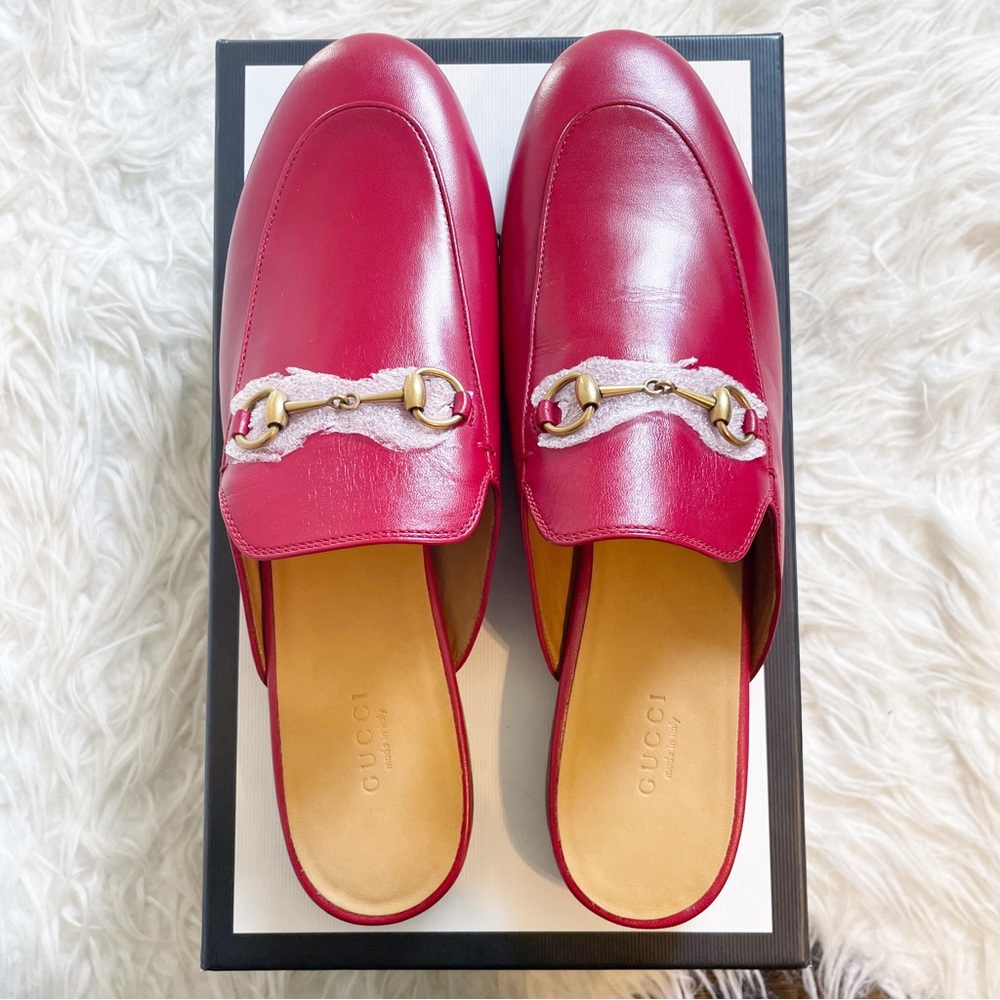 Gucci Princetown Hibiscus Red Leather Horsebit Mule
Slipper 41.5 New with box - Picture 4 of 8